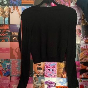 Girls Cropped Black Long Sleeve Top
